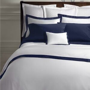 Ralph Lauren Organic Cotton Sateen Border King Duvet Cover Polo Navy/White